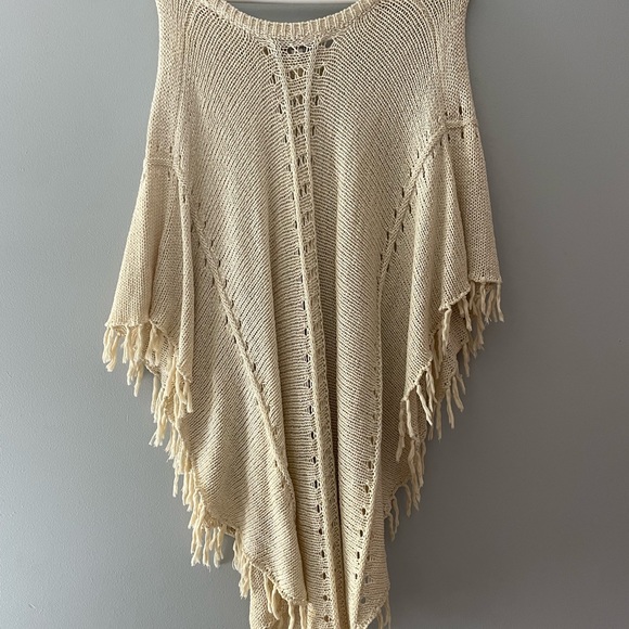 Loft Ivory Fringe Poncho - Picture 2 of 4